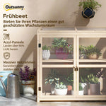 Wooden Cold Frame Greenhouse, 2-Tier Double Doors Roof Window Windproof 103x61x103cm, Natural Finish