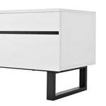 TV Stand 180cm Drop-Down Open Shelves Double Doors - White
