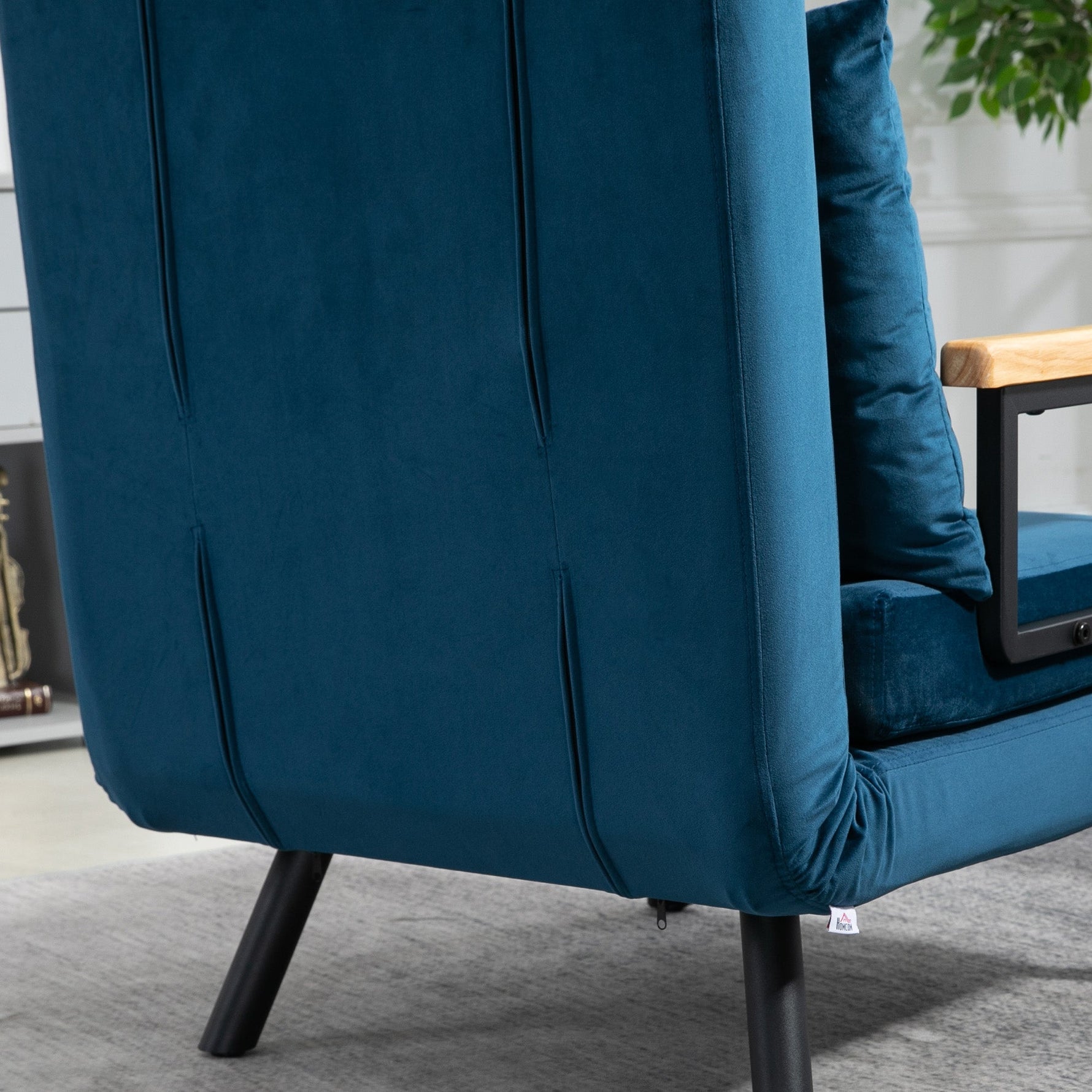 Sofa Bed Recliner Guest Bed Adjustable Backrest Velvet Blue