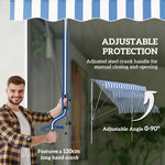 Folding Arm Awning Clamp-On Height Adjustable 200x150cm Aluminum Blue/White