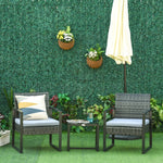 Polyrattan Balcony Set for 2 People, Weatherproof Cushions, Grey