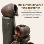 Garden Fountain with LED Lighting, Water Pump and Decorative Basin, Brown Artificial Stone