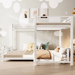 L-Shaped Bunk Bed with 90x200 and 140x200 Metal Frame, White