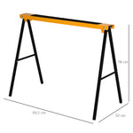 Folding Sawhorse Stand Non-Slip 125 kg Load Capacity, Orange/Black Steel