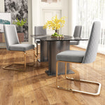 Velvet Dining Chair Set of 4, Diamond Back Design with Gold Metal Legs, Grey