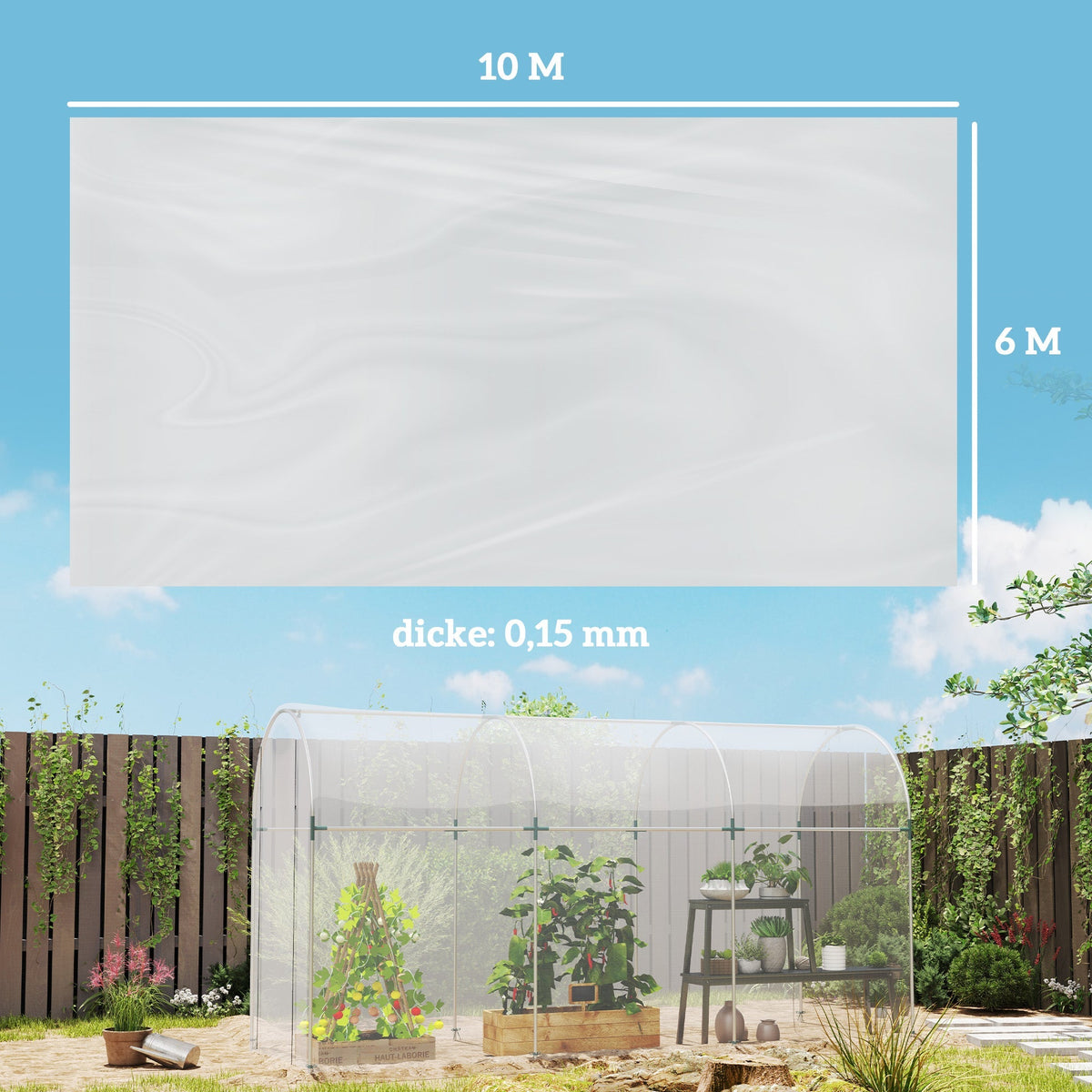 Greenhouse Film, 6x10m Waterproof UV Protection, Transparent Plastic