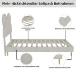 Upholstered Bed, Modern Minimalist Cartoon-Themed Headboard, 140x200 cm, Beige