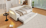 Upholstered Platform Bed 90x200 with Pull-Out Bed & LED - Beige