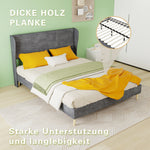 Modern Upholstered Bed with Mattress, 140x200 cm - Grey