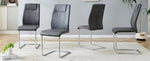Scandinavian Dining Chairs Set of 4 Mesh Back Metal Legs - Dark Grey PU Leather