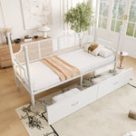 Iron Sofa Bed, 90x200 Vintage Mesh with Storage, White