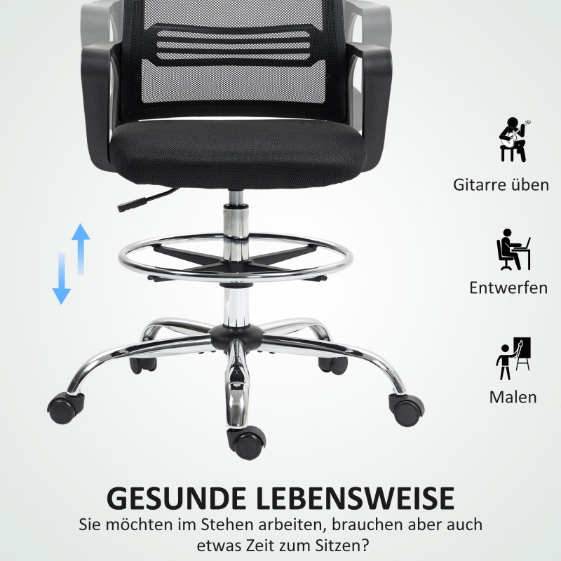Office Chair, Swivel Rotating Desk, Adjustable Rollable, Black