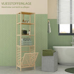 Bamboo Bathroom Shelf, 3 Open Shelves, Extendable Basket, Natural