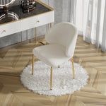 Dining Chairs Set of 2 with Gold Legs, Beige Chenille
