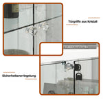 Modern Glass Display Cabinet LED Lights Drawers 4 Shelves - White