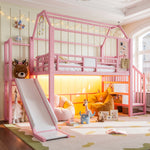 Bunk Bed 90x200cm with Desk, USB & Shelves - White Metal