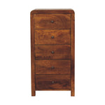 Aspen Tallboy 5-Drawer Solid Wood, Brown