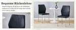 Set of 4 Stylish Dining Chairs with Vertical Embossing and Metal Legs, Black and Silver