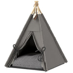 Pet Teepee Tent, Removable Washable Cushion Non-Slip, Grey