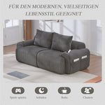 Modular Corduroy 2-Seater Sofa with Cup Holder and Storage Pocket, Dark Grey