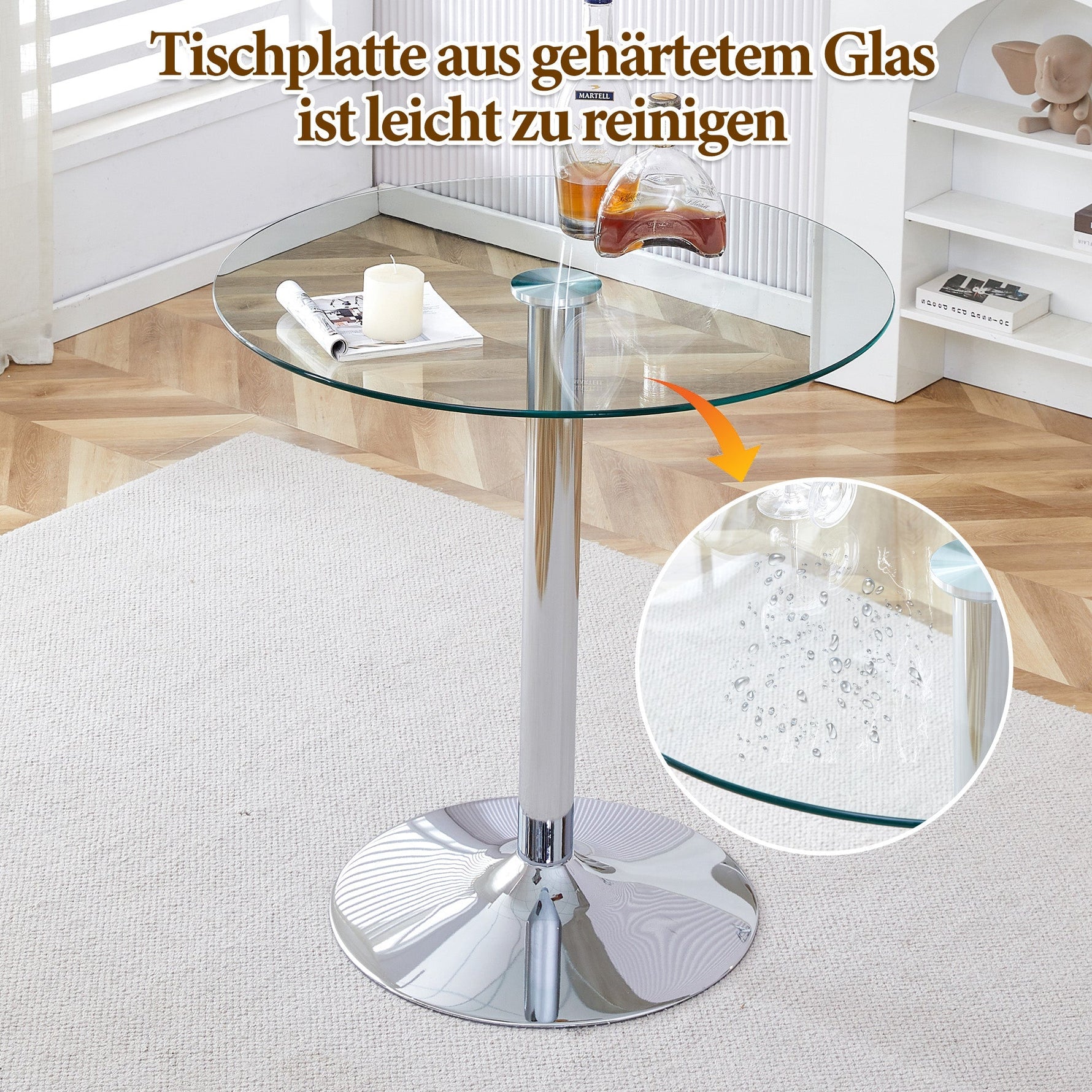 Bar Set 89cm Glass Table 2 Stools Adjustable Swivel - White Legs