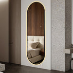 LED Full-Length Mirror 150x50cm Dimmable Backlight Black Aluminum
