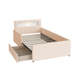 Upholstered Children's Bed 90x200cm Night Light USB Storage Safety Faux Leather Beige