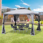 Garden Pavilion Party Tent 3x3m 4 Side Walls Weatherproof Metal/Polyester Light Grey
