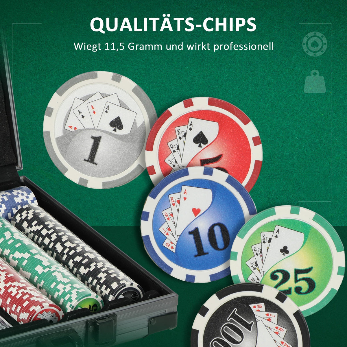 SPORTNOW Poker Case, Complete Set with 400 Chips and Accessories, aluminum
