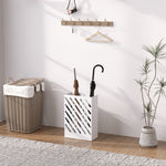 Umbrella stand with 4 hooks and water tray, steel, white
