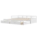 Pull-out Sofa Bed, 90/180x200 cm, Drawers & Slatted Frame, Pine Wood, White
