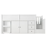 Multifunctional Children's Loft Bed with Desk, Wardrobe and Storage Stairs, White MDF