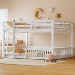 Bunk Bed 160x200 cm with Safety Guard Railings, White