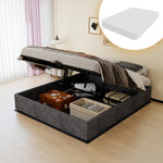 Modern Minimalist Bed Frame 160x200 with Mattress, Gray Velvet