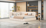Upholstered Bed Sofa Bed 160x200 Multifunctional Slatted Frame Velvet Beige
