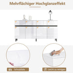 High-Gloss Sideboard 4 Drawers 2 Doors Adjustable Shelves