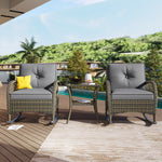 3-Piece Balcony Furniture Set with Cushions, Grey Rattan