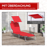 Sun Lounger Folding Portable with Sunshade, 187cm Red