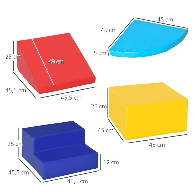 Foam Building Blocks, 4-Piece Soft Climbing & Construction Toys, Multi-colored
