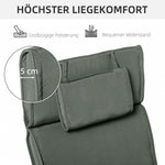 Lounger Cushion, Garden, Removable Headrest, Polyester Cotton Fibre, Grey