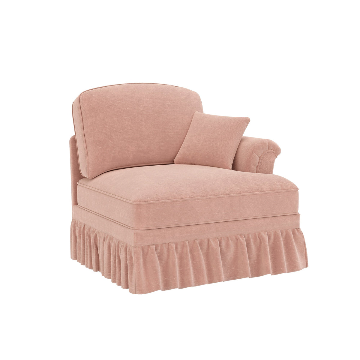 Windsor Sofa RSF with Removable Skirt and 1 Cushion, Pink Chenille