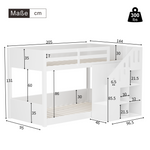 Bunk Bed 90x200cm with Stairs Lockers & Railing - White