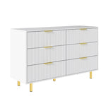 Modular Drawer Unit with 9 Drawers and Modern Sideboard Set, White and Gold