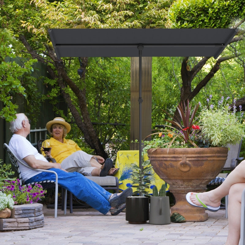 Parasol, 180 Degree Rotatable Height Adjustable Garden Umbrella with Aluminum Pole, Dark Gray