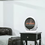 LED Electric Fireplace, 1500W Flame Effect, White ABS Plastic