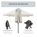 Double Parasol LED, 440 x 256 cm, Hand Crank, Cream White