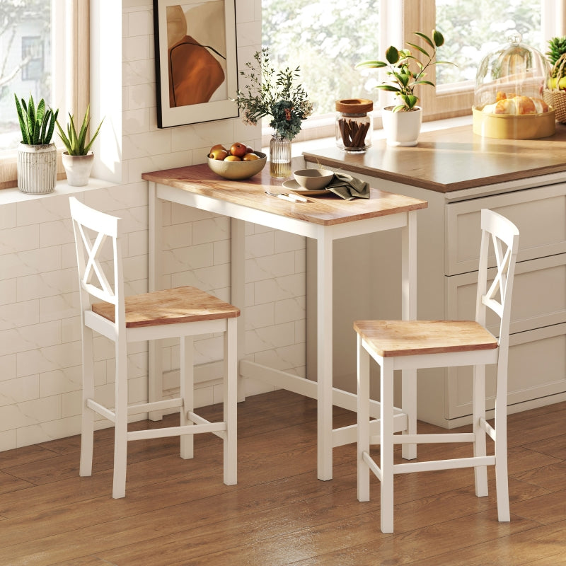 Kitchen Chairs, Curved Slatted Back, Rubberwood White