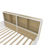 Fence Daybed Platform Bed 140x200cm with Storage, White Metal