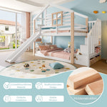 Children's Bunk Bed Slide Stairs Storage Scandinavian Solid Wood