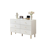 Chest of Drawers, 6-Drawer Storage with Steel Legs, White MDF